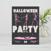 Dancing Skeletons Halloween Party Invitation Card Einladung (Stehend Vorderseite)