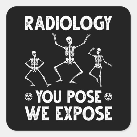 Dancing Skeletons Xray Radiology Humor Quadratischer Aufkleber (Vorderseite)