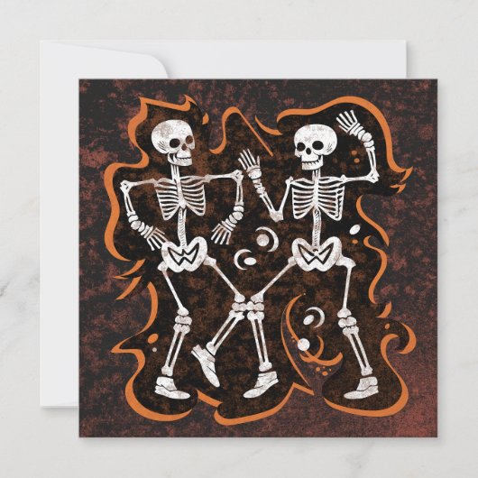 Dancing Skeletts Funny Halloween Party Einladung (Vorderseite)