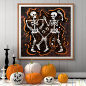 Dancing Skeletts Funny Halloween Party Poster