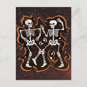 Dancing Skeletts Funny Halloween Party Postkarte