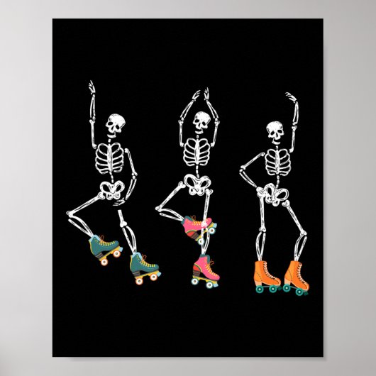 Dancing Skeletts Roller Skate Roller Skater Rolle Poster (Vorne)