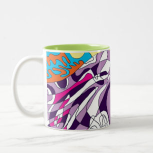 "Dancing Sky Reaching Hill" Abstrakte Kunst Zweifarbige Tasse