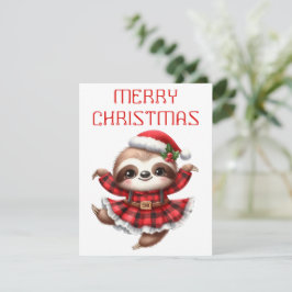 Dancing Sloth Pup - Weihnachtskarte Feiertagskarte