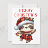 Dancing Sloth Pup - Weihnachtskarte Feiertagskarte (Vorderseite)
