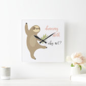 Dancing Sloth | Warum nicht? Quadratische Wanduhr (Zuhause)