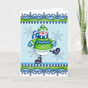 Dancing Snowman - Grußkarte Feiertagskarte