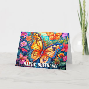 Dancing Spring Butterfly Kunst zum Geburtstag Karte