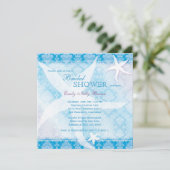 Dancing Starfish Ocean Blue Summer Brautparty Einladung (Stehend Vorderseite)