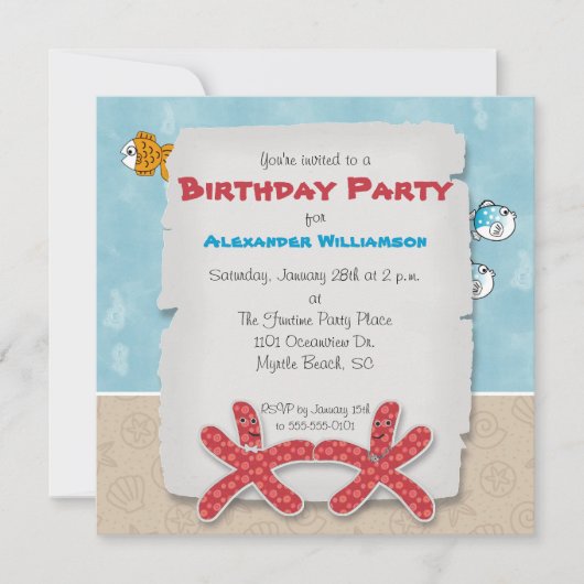 Dancing Starfish Party Einladung (Vorderseite)