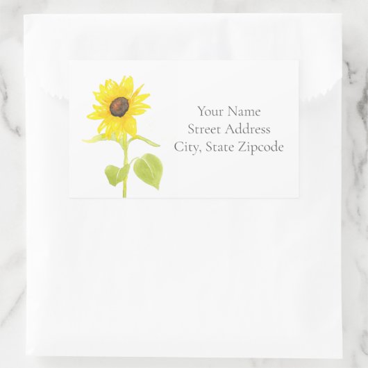 "Dancing Sunflower"-Label Rechteckiger Aufkleber (Tasche)