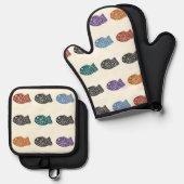Dancing Taiyaki Ofenhandschuh & Topflappen-Set (Vorderseite/Rückseite)