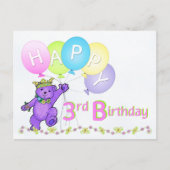 Dancing Teddy Bear 3. Geburtstag Postkarte (Vorderseite)