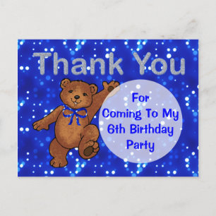 Dancing Teddy Bear 6. Geburtstagsparty Danke Postkarte