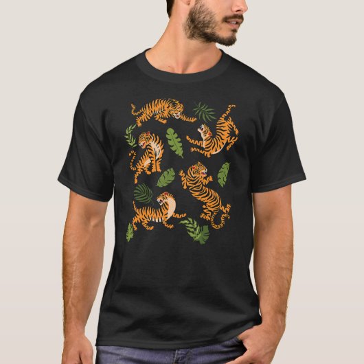 Dancing Tiger Cartoon Graphic New T-Shirt (Vorderseite)