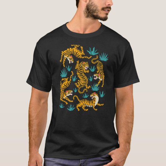 Dancing Tiger Cartoon Graphic T-Shirt (Vorderseite)