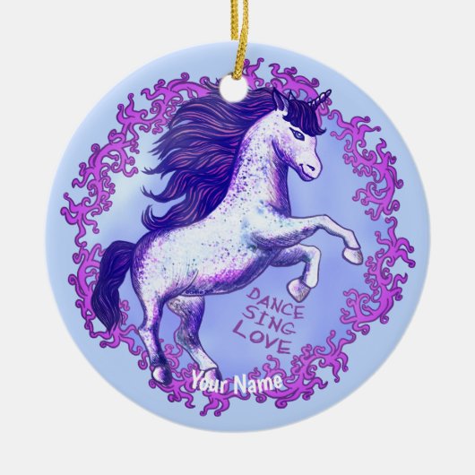 Dancing Unicorn Keramik Ornament (Vorne)