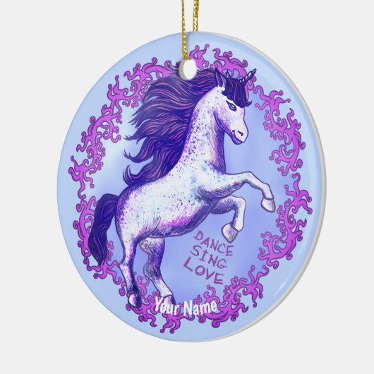 Dancing Unicorn Keramik Ornament (Links)