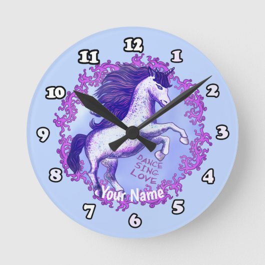 Dancing Unicorn Runde Wanduhr (Vorderseite)