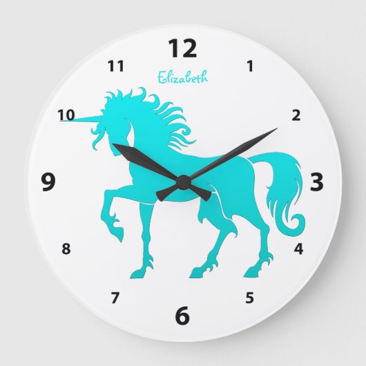 Dancing Unicorn Silhouette Clock Große Wanduhr (Vorderseite)