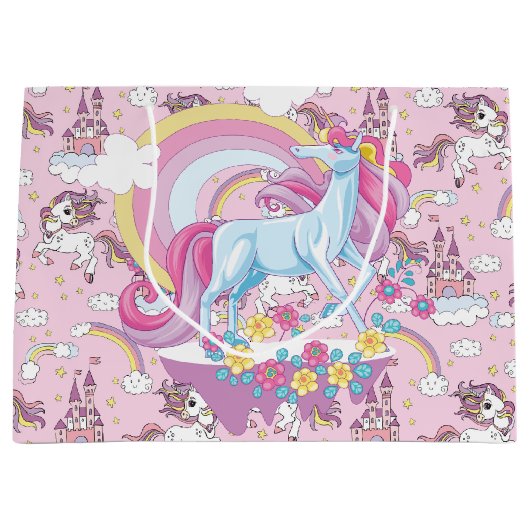 Dancing Unicorns Große Geschenktüte (Vorderseite)