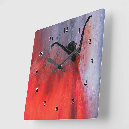 Dancing Wall Clock Quadratische Wanduhr (Winkel)