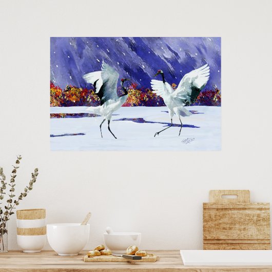Dancing White Cranes Poster (Küche)