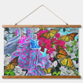 Dancing with Flowers & Butterflies PV01 Wandteppich Mit Holzrahmen (Vorne)