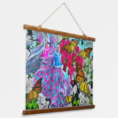 Dancing with Flowers & Butterflies PV01 Wandteppich Mit Holzrahmen (Gewinkelt)