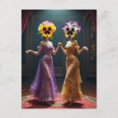 Dancing Women With Pansy Flower Heads  Postkarte (Vorderseite)