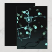 Dancing X-Ray Skeleton - Aquamarin Einladung (Vorne/Hinten)