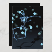 Dancing X-Ray Skeleton - Blau Einladung (Vorne/Hinten)