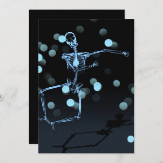 Dancing X-Ray Skeleton - Blau Einladung (Vorne/Hinten)