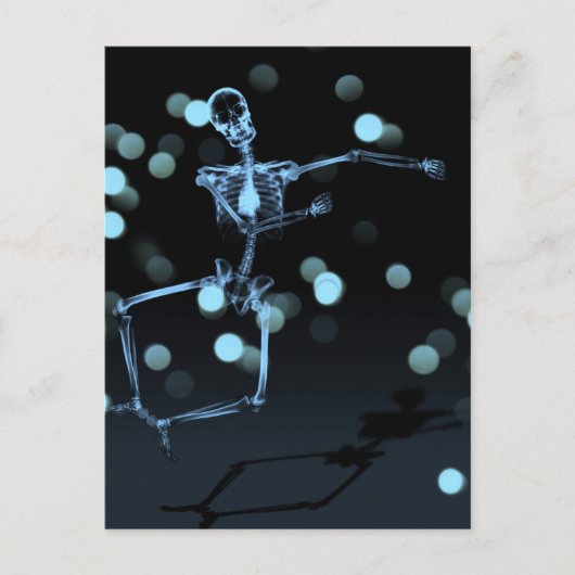 Dancing X-Ray Skeleton - Blau Postkarte (Vorderseite)