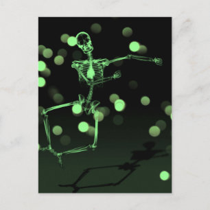 Dancing X-Ray Skeleton - Green Postkarte