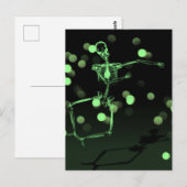 Dancing X-Ray Skeleton - Green Postkarte (Vorne/Hinten)