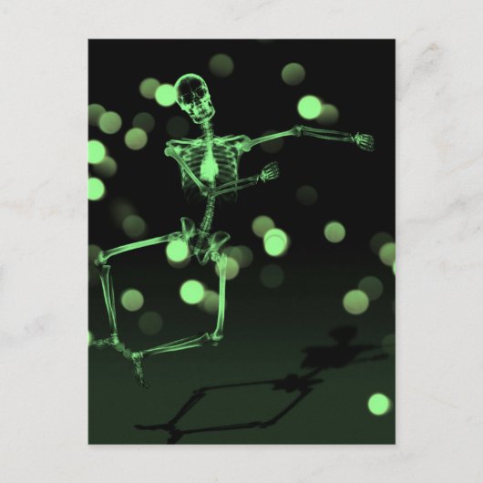 Dancing X-Ray Skeleton - Green Postkarte (Vorderseite)