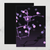 Dancing X-Ray Skeleton - Lila Einladung (Vorne/Hinten)