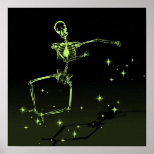 Dancing X-Ray Skeleton - Lime Green Poster (Vorne)