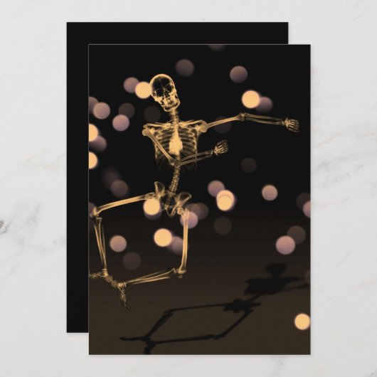 Dancing X-Ray Skeleton - Orange Einladung (Vorne/Hinten)