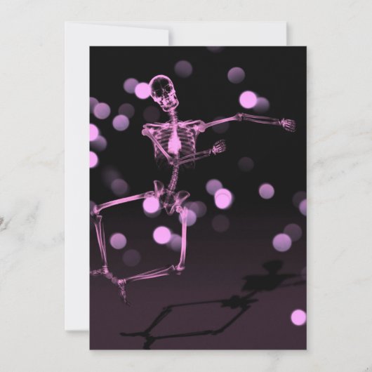 Dancing X-Ray Skeleton - Rosa Einladung (Vorderseite)