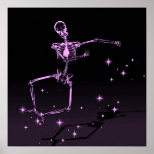Dancing X-Ray Skeleton - Rosa Poster