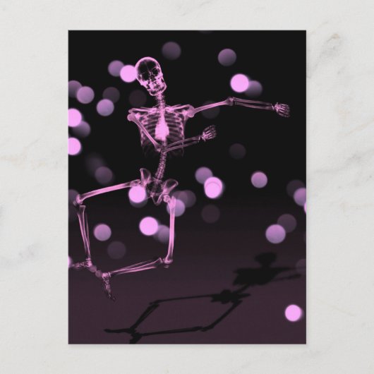 Dancing X-Ray Skeleton - Rosa Postkarte (Vorderseite)