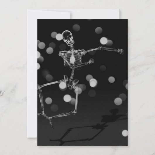 Dancing X-Ray Skeleton - Schwarz & Weiß Einladung (Vorderseite)