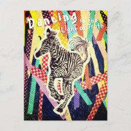Dancing zebra Funky Mixed Media Postcard Postkarte