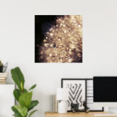 Dandalion Samen mit Tropfen in goldenem Licht Poster (Heimbüro)