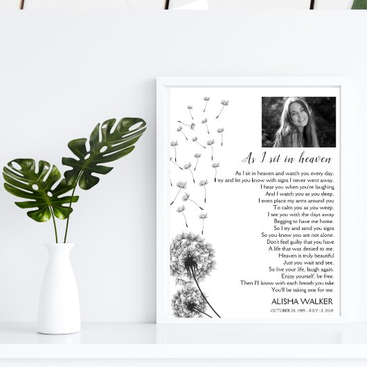 Dandela A Ich sitze im Heaven Memorial Begrüßungsz Fotodruck