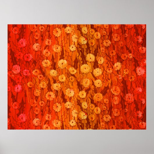 Dandela Field Summer Blume Red Orange Ombre P Poster (Vorne)
