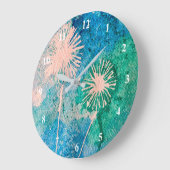 Dandelfarben, abstrakt blau und grün große wanduhr (Winkel)