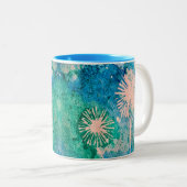 Dandelfarben, abstrakt blau und grün zweifarbige tasse (VorderseiteRechts)